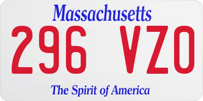 MA license plate 296VZ0