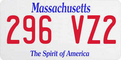 MA license plate 296VZ2