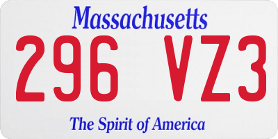 MA license plate 296VZ3