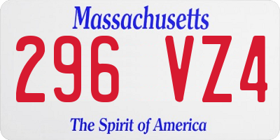 MA license plate 296VZ4