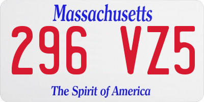 MA license plate 296VZ5