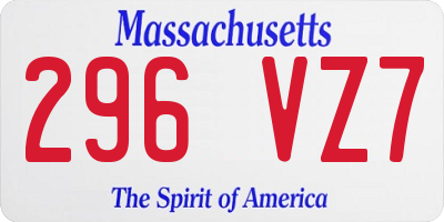 MA license plate 296VZ7