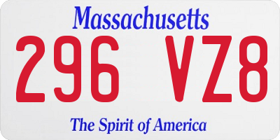 MA license plate 296VZ8