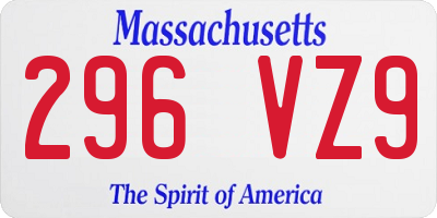 MA license plate 296VZ9