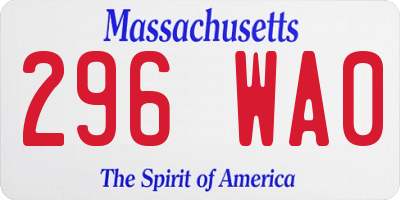 MA license plate 296WA0