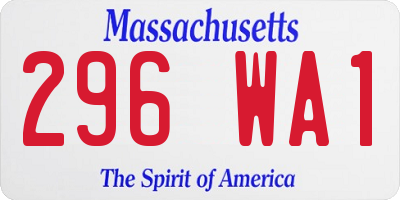 MA license plate 296WA1