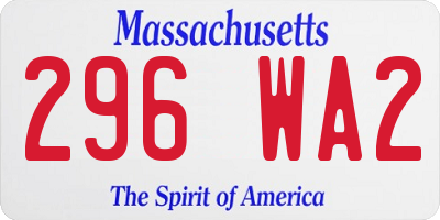 MA license plate 296WA2