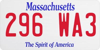 MA license plate 296WA3