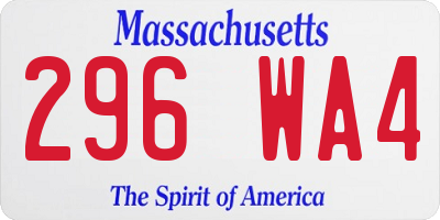 MA license plate 296WA4