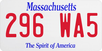 MA license plate 296WA5
