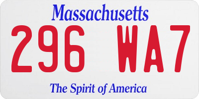 MA license plate 296WA7