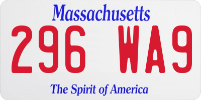 MA license plate 296WA9