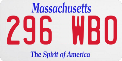 MA license plate 296WB0