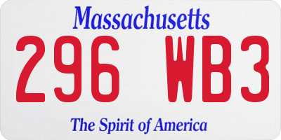 MA license plate 296WB3