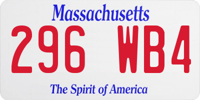 MA license plate 296WB4