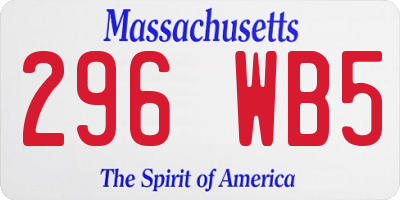 MA license plate 296WB5