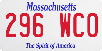 MA license plate 296WC0