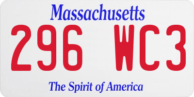 MA license plate 296WC3