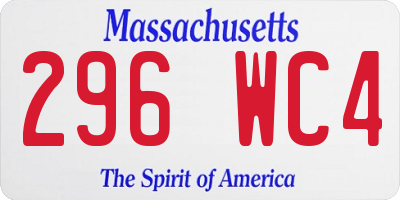 MA license plate 296WC4