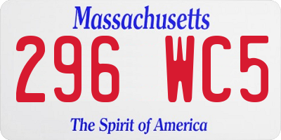 MA license plate 296WC5