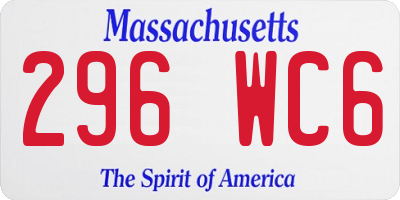 MA license plate 296WC6