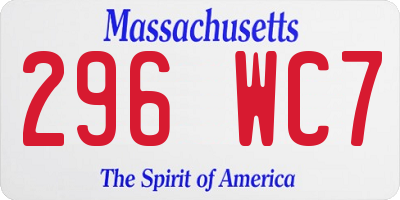MA license plate 296WC7