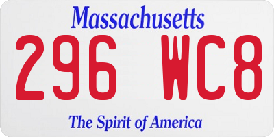 MA license plate 296WC8