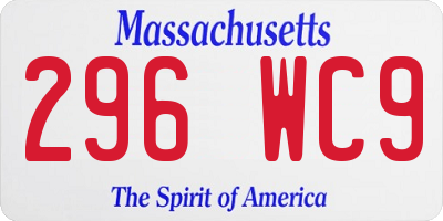 MA license plate 296WC9