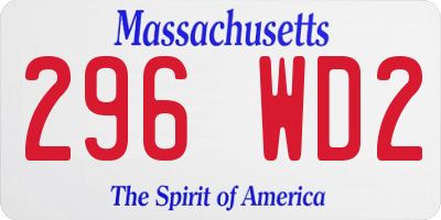 MA license plate 296WD2