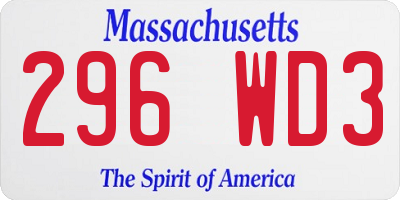 MA license plate 296WD3