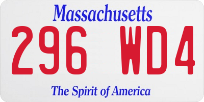 MA license plate 296WD4