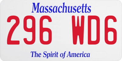 MA license plate 296WD6