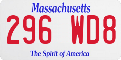 MA license plate 296WD8