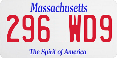 MA license plate 296WD9