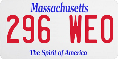 MA license plate 296WE0