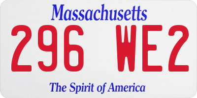 MA license plate 296WE2
