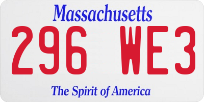 MA license plate 296WE3