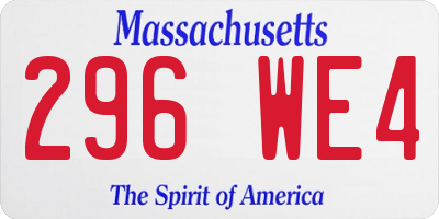 MA license plate 296WE4