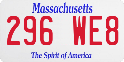 MA license plate 296WE8