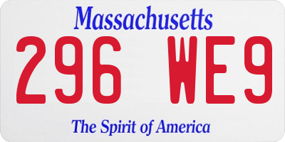 MA license plate 296WE9