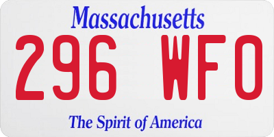 MA license plate 296WF0
