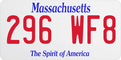 MA license plate 296WF8