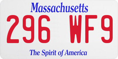 MA license plate 296WF9