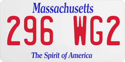 MA license plate 296WG2