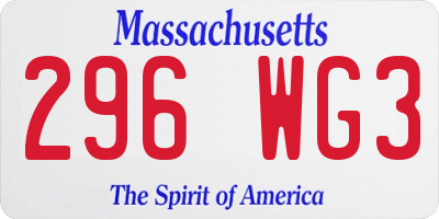 MA license plate 296WG3