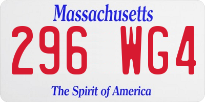 MA license plate 296WG4