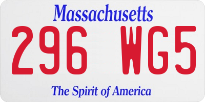 MA license plate 296WG5