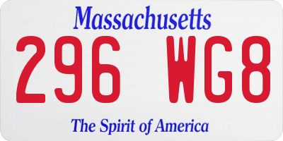 MA license plate 296WG8