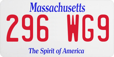 MA license plate 296WG9