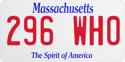 MA license plate 296WH0